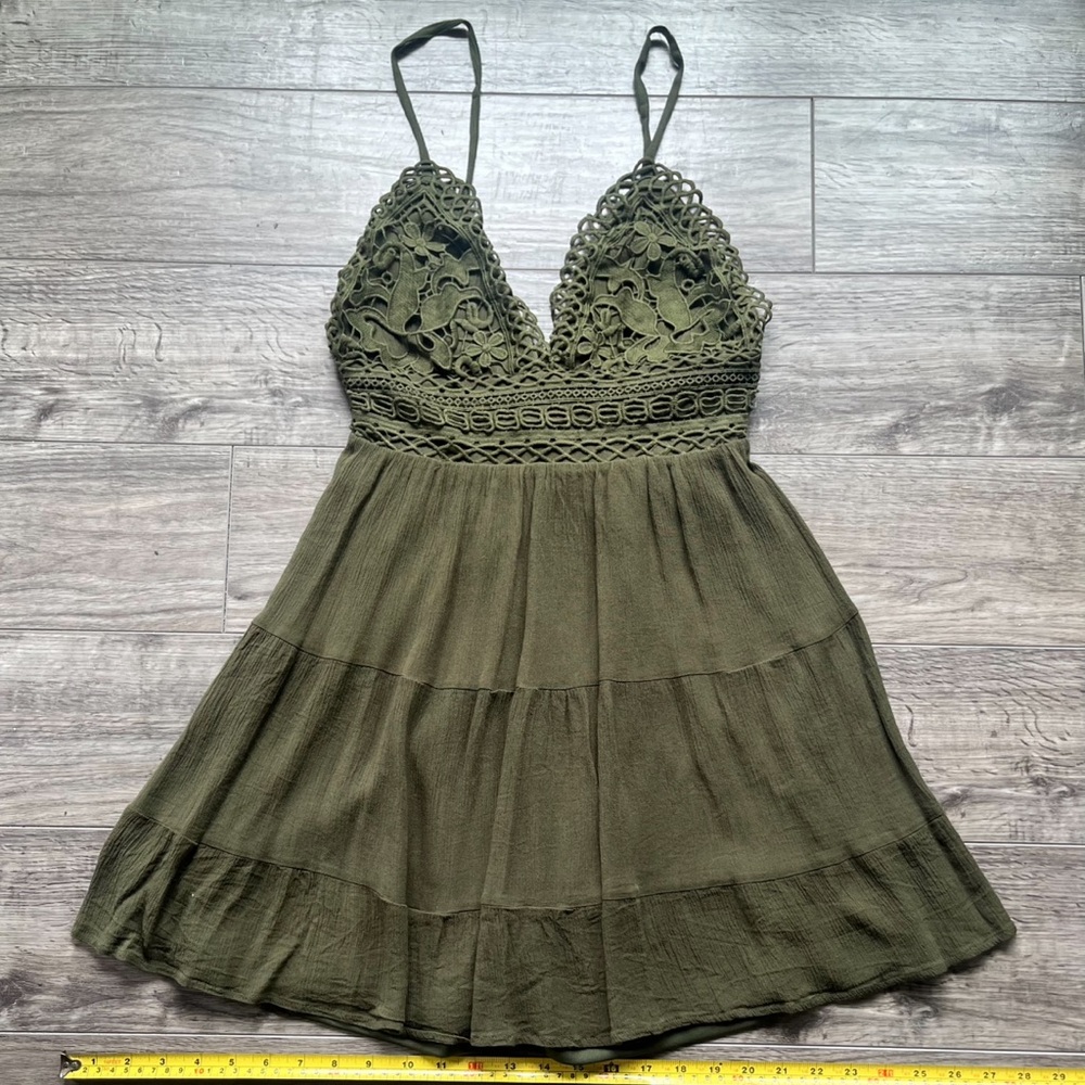 Sun Dress Womens Size M Olive Green - Picture 3 of 8